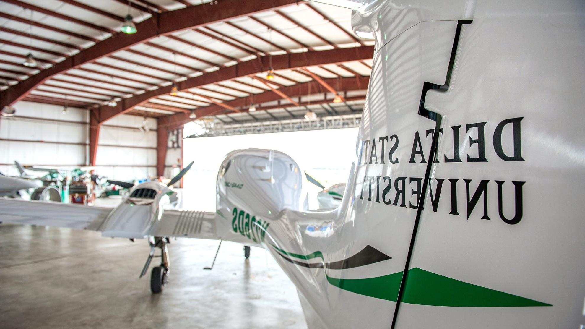 Delta State plane parked in the University airport hanger.